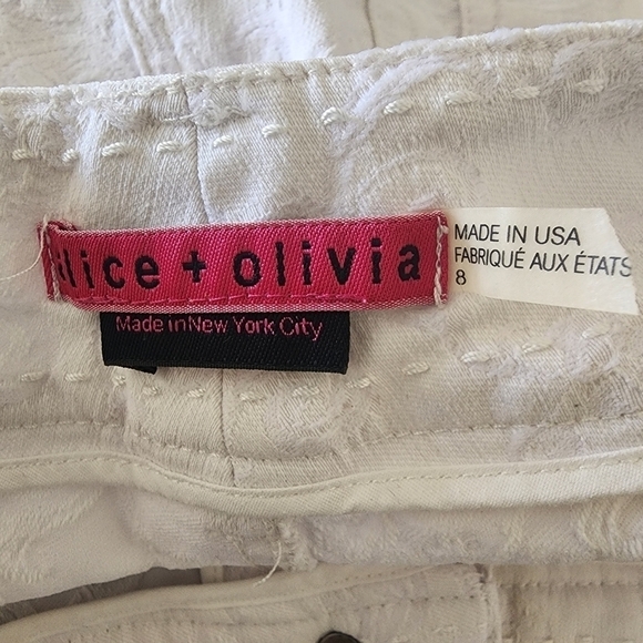 ALICE + OLIVIA Patterned Skinny Pants White Size 8 - Picture 8 of 10